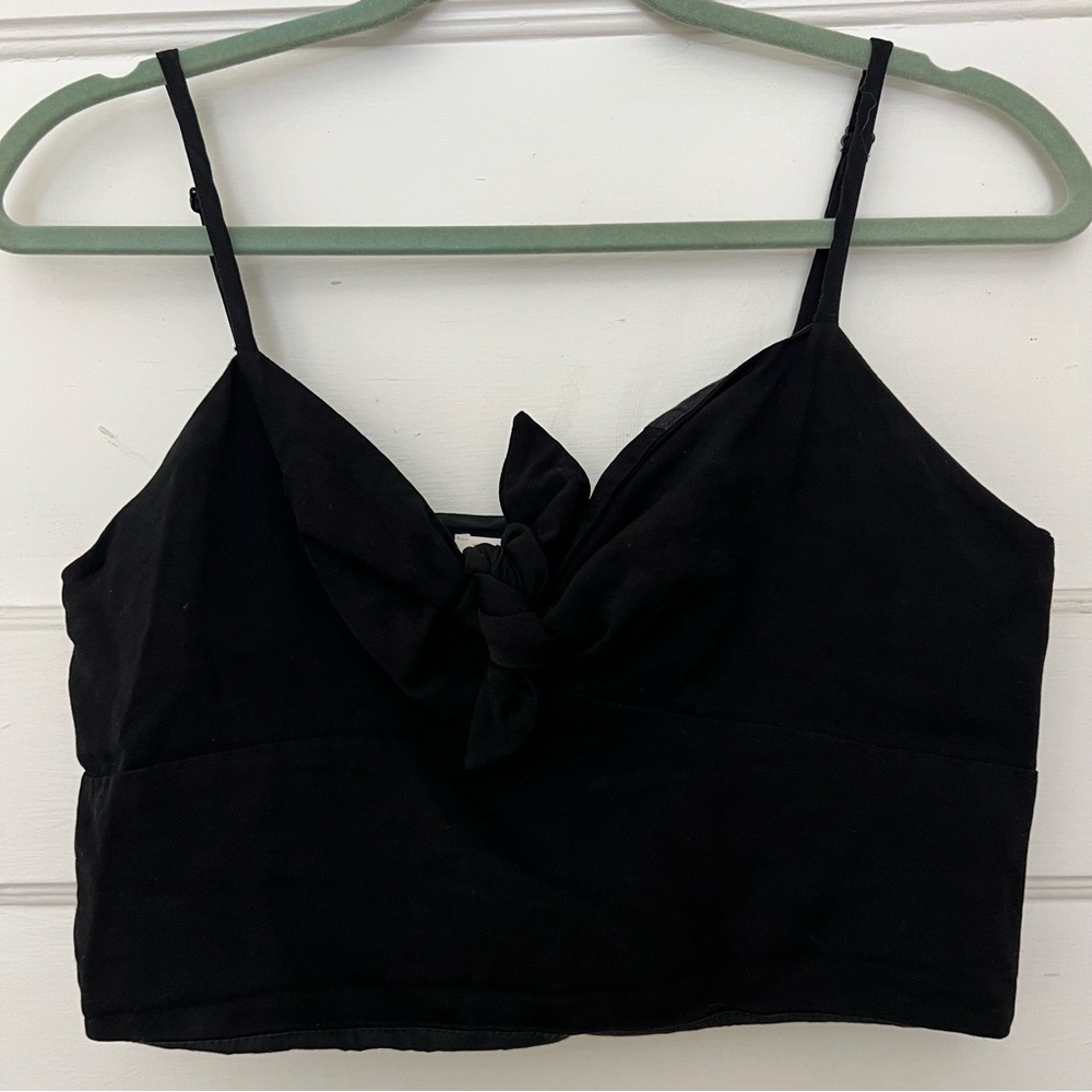 Maje linen blend tie front top